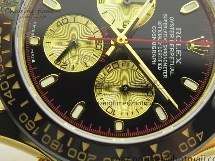 0522 Chic Daytona 116518LN YG JH Best Black Gold Dial On Rubber Strap A4130 (Free XS Rubber ) 3458